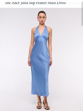 Abercrombie Julia Slip Halter Maxi Dress - Blue